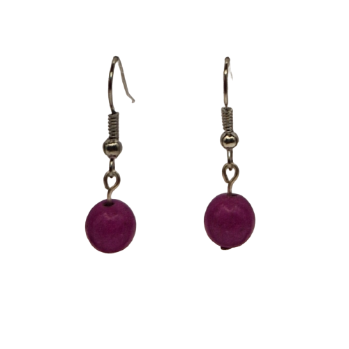 Oorbellen met paars pareltje