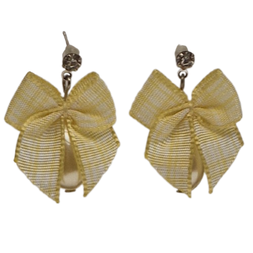 Gele oorbellen met gele strikjes