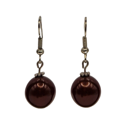 Oorbellen met bruine parel