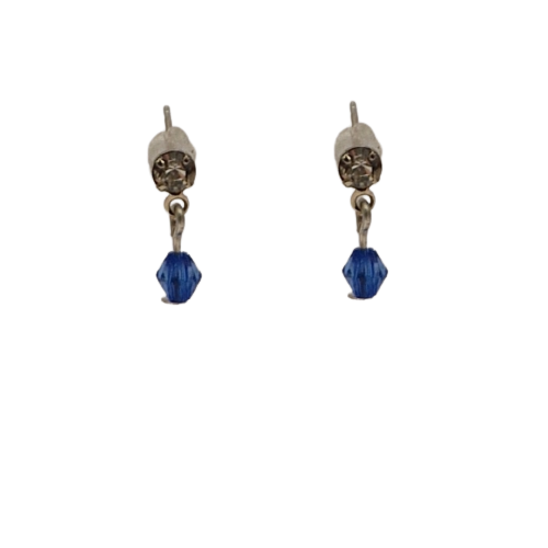 Oorbellen met blauw glaspareltje