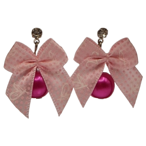 Roze oorbellen met strikjes