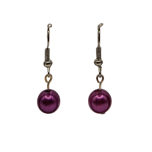 Oorbellen met paars pareltje