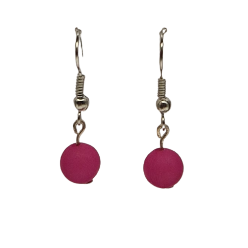 Oorbellen met roze siliconen parel