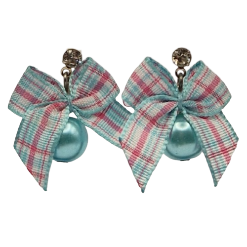 Blauwe oorbellen met en strikjes