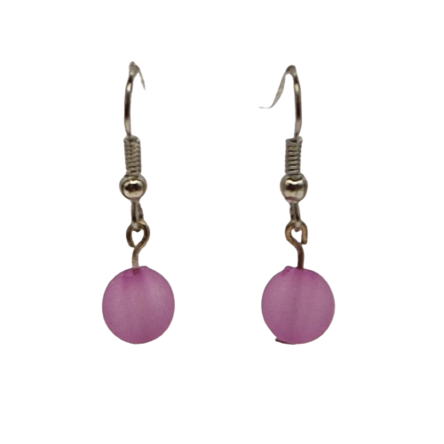 Oorbellen met paarse parel
