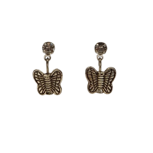 Oorbellen met zilverkleurig bedeltje, vlinder