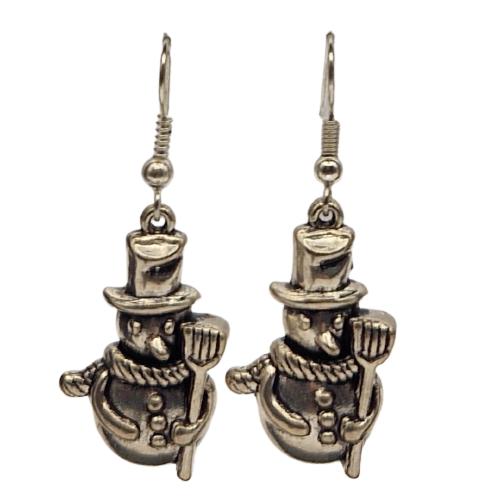 Zilverkleurige oorbellen - sneeuwman