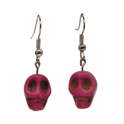 Oorbellen met roze skull