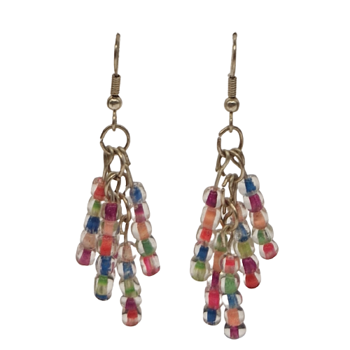 Oorbellen met kleine kleurrijke pareltjes