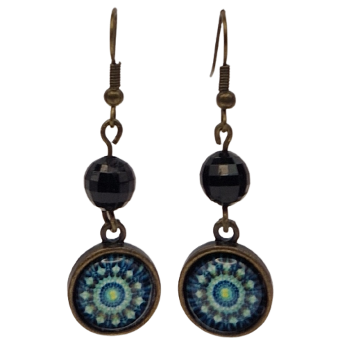 Oorbellen met groene mandala