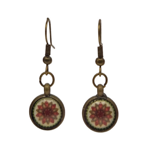 Bronskleurige oorbellen met mandala
