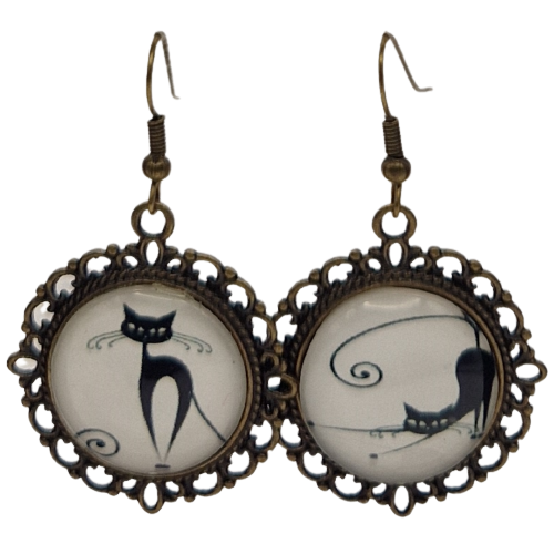 Oorbellen met zwarte katten