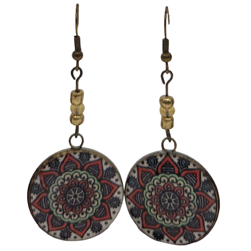 Lange oorbellen met mandala