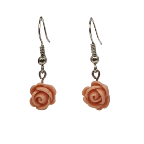 Oorbellen met roze roosjes