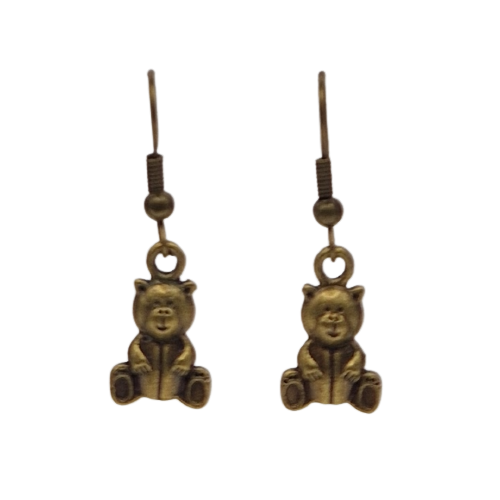 Bronskleurige oorbellen - Teddybeer