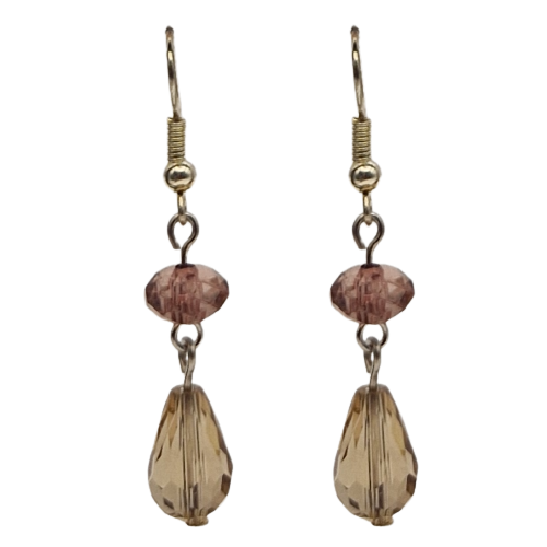 Oorbellen met bruine glasparel