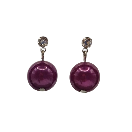 Oorbellen met donker paarse parel