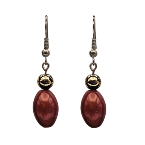 Oorbellen met bruine parel