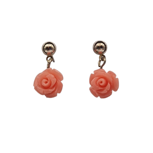 Oorbellen met roze bloemen in fimo