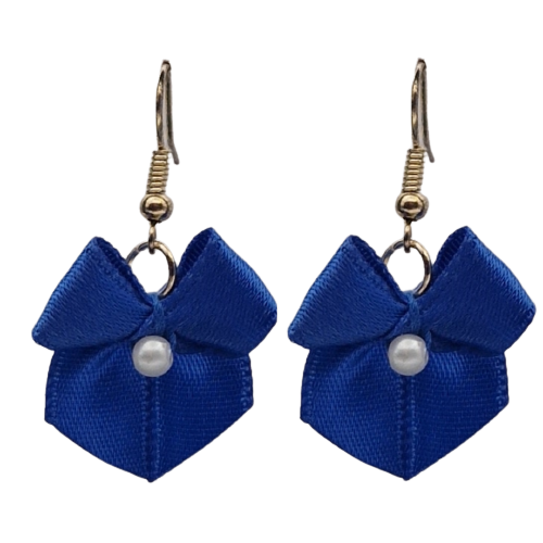 Blauwe oorbellen met blauwe strikjes