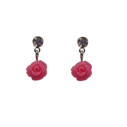 Oorbellen met roze roosjes