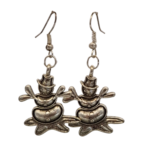 Zilverkleurige oorbellen - sneeuwman