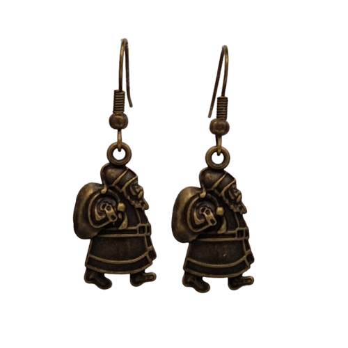 Bronskleurige oorbellen - Kerstman