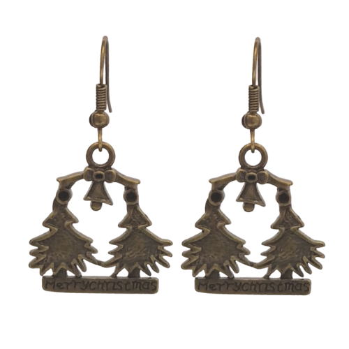 Bronskleurige oorbellen - Merry Christmas