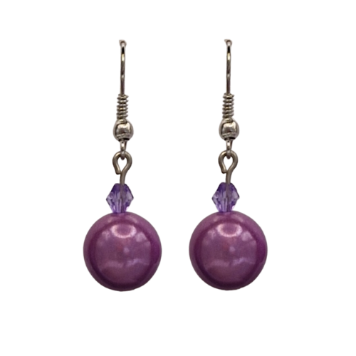 Oorbellen met paarse parel