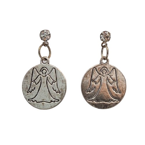 Zilverkleurige oorbellen - engel