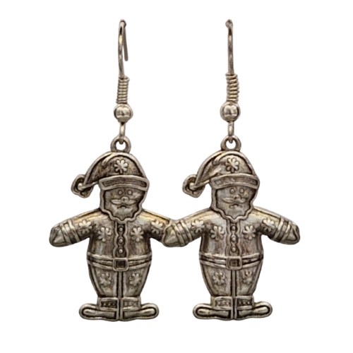 Zilverkleurige oorbellen - Kerstman