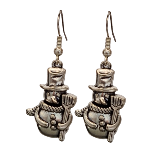 Zilverkleurige oorbellen - sneeuwman