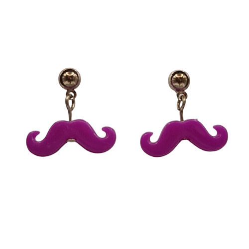 Oorbellen met paarse snor