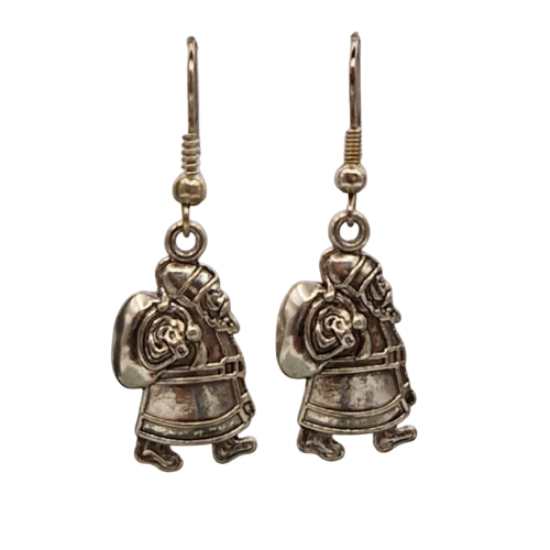 Zilverkleurige oorbellen - Kerstman