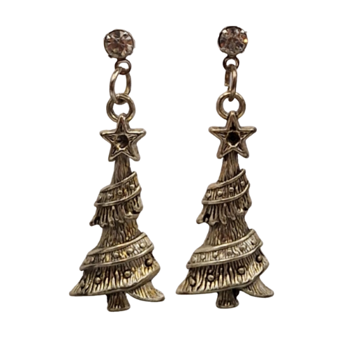 Zilverkleurige oorbellen - kerstboom