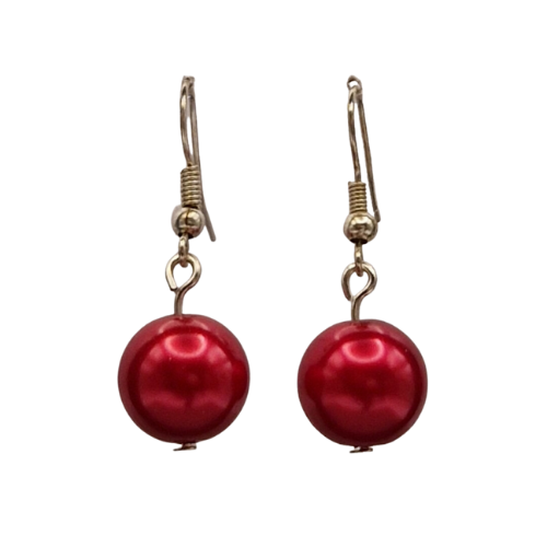Oorbellen met rode parel