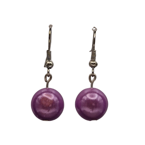 Oorbellen met paarse parel