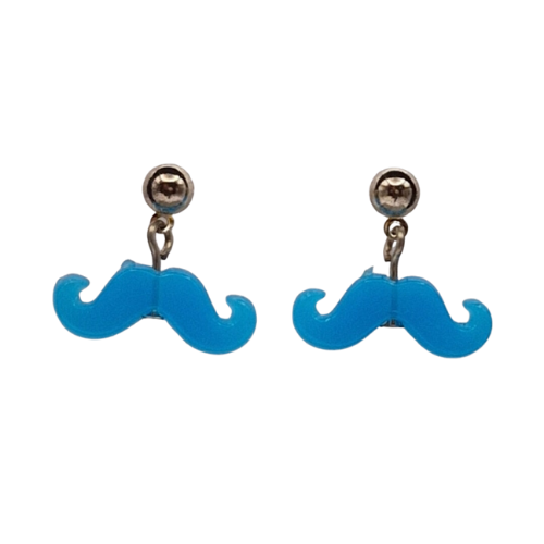 Oorbellen met blauwe snor