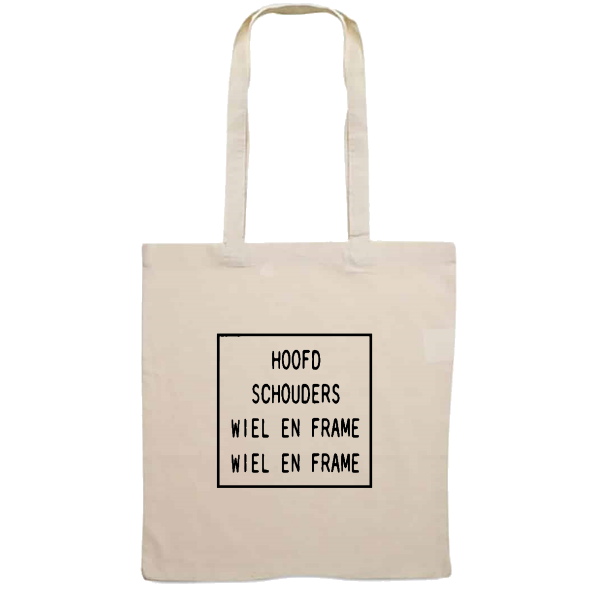 Totebag - Hoofd, schouders, wiel en frame, wiel en frame
