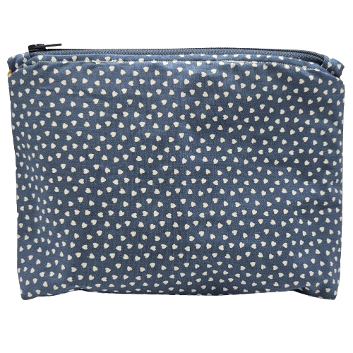 Toilettas - blauw - kleine witte hartjes