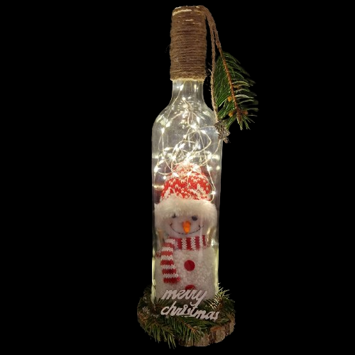 Kerst in een fles - sneeuwman - Merry Christmas