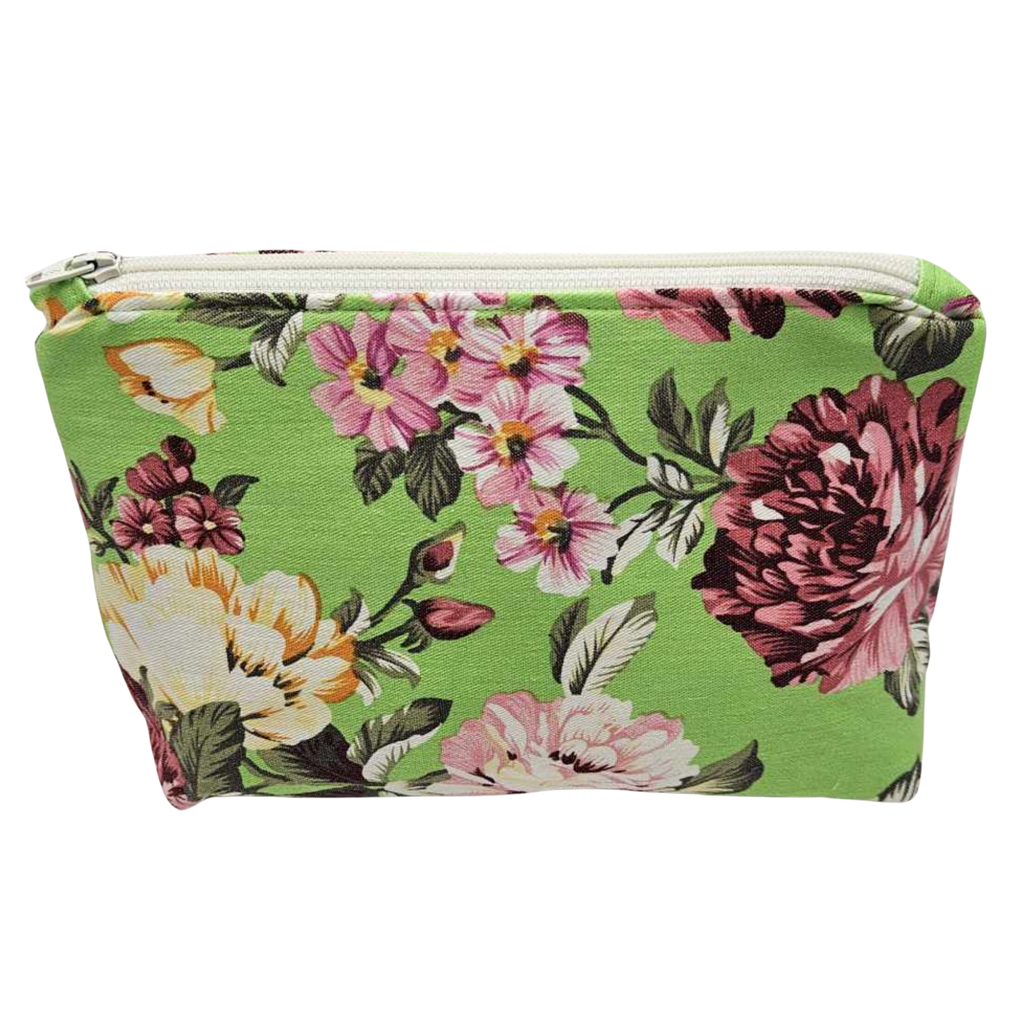 Toilettas - bloemen - groen - oud roze binnenkant