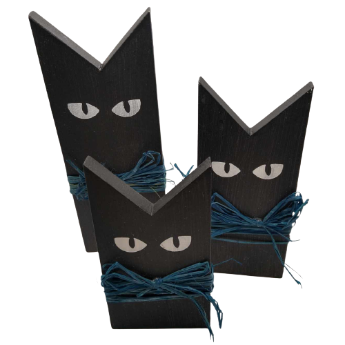 Houten katten, set van drie stuks