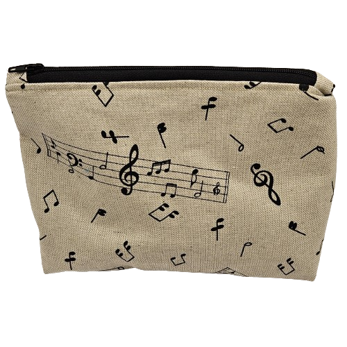 Toilettas - muzieknoten - donkerblauwe blauwe binnenkant