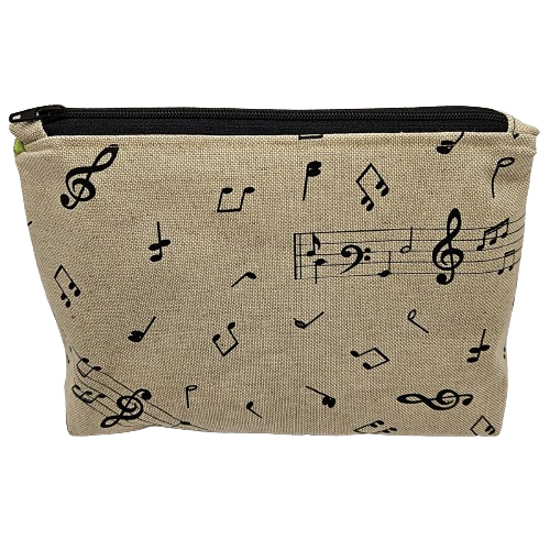 Toilettas - muzieknoten - felgroene binnenkant