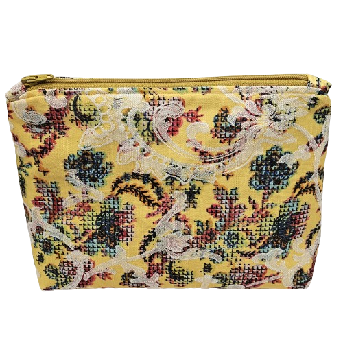 Toilettas - geel - roze binnenkant