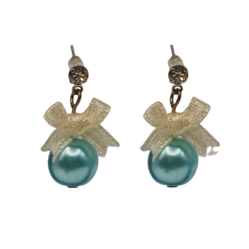 Mint oorbellen met strikjes