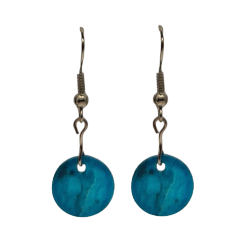 Oorbellen met blauwe ronde schelpjes