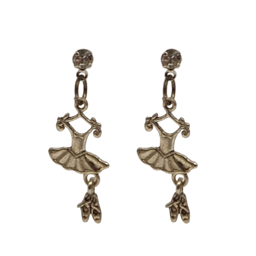 Zilverkleurige oorbellen, ballerina kledij
