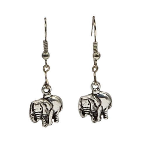 Zilverkleurige oorbellen, olifantjes